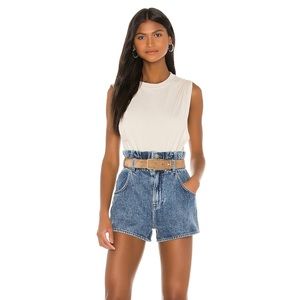 Paperbag denim shorts
